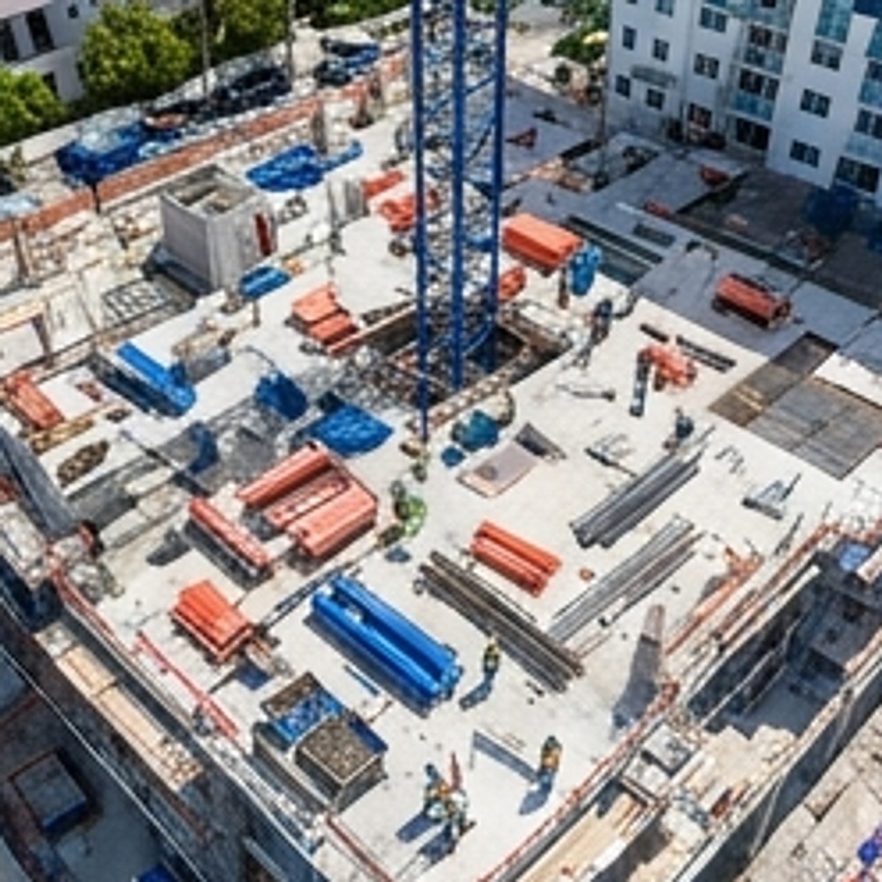 aerial shot of ongoing construction project